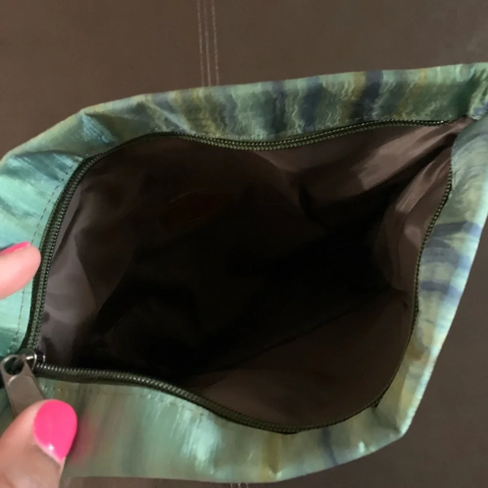 Two-Tone Blue Silk Fold-Over Clutch